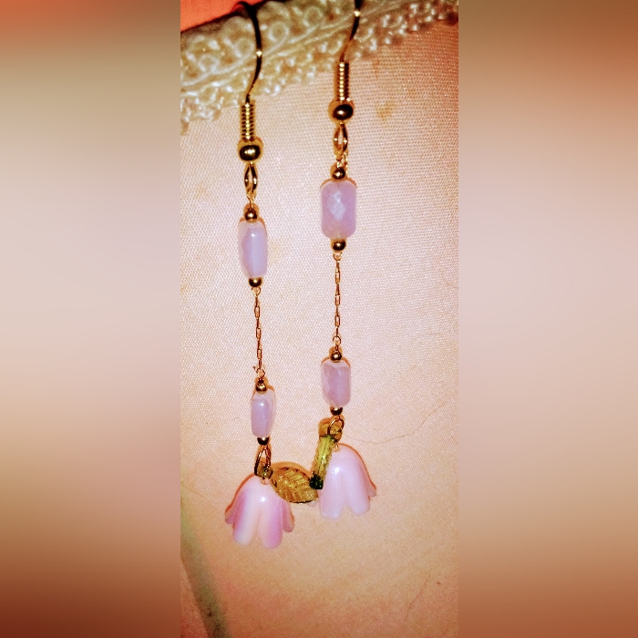 Pink Blossoms Beaded Earrings